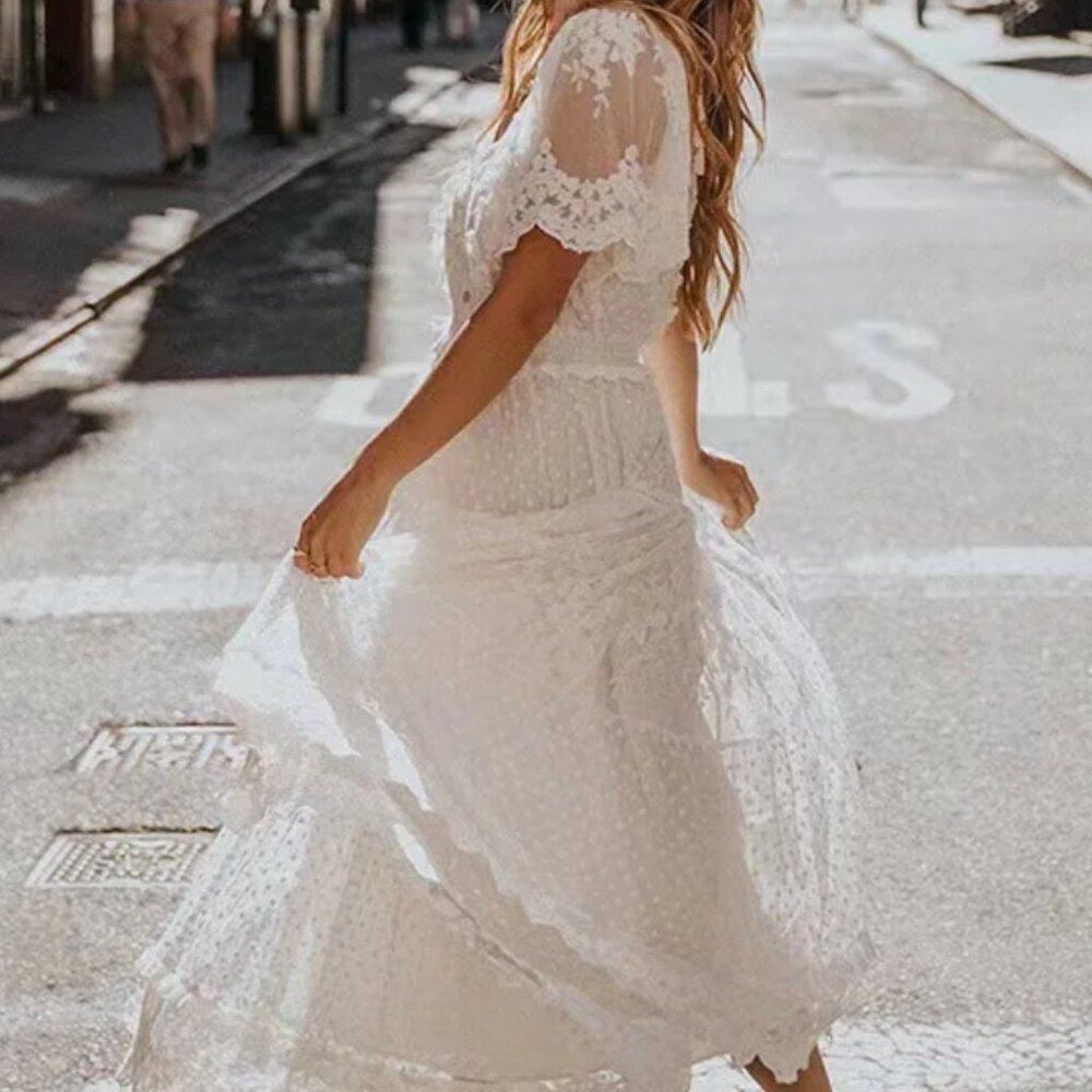 Boho gypsy lace midi dress
